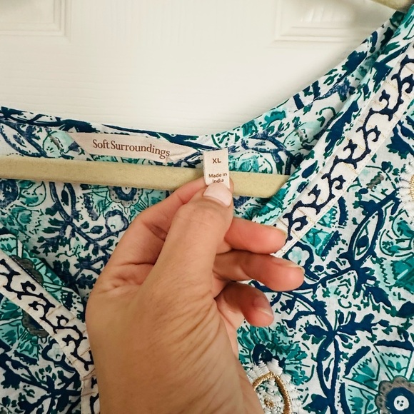 Soft Surroundings embroidered Blue Floral Dress - Picture 8 of 11